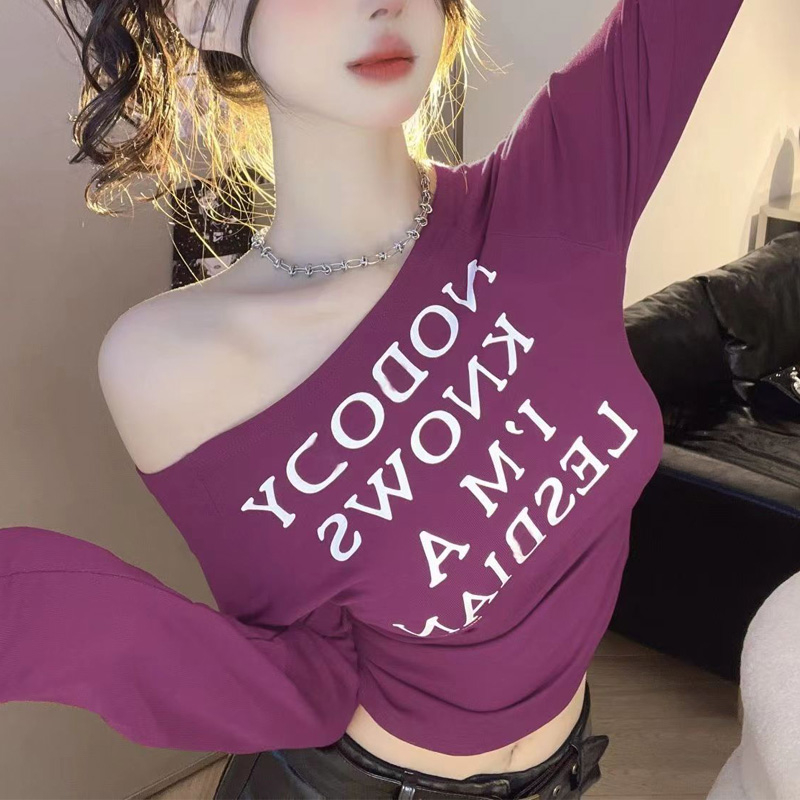 3-mark, needlework, hot girl print, short T-shirt top
