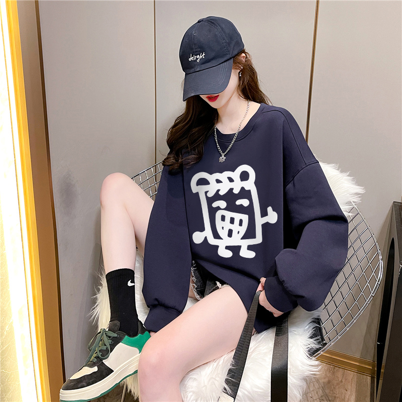 純棉華棉330克 包領薄款衛衣女春秋新款韓版寬鬆印花套頭衛衣潮