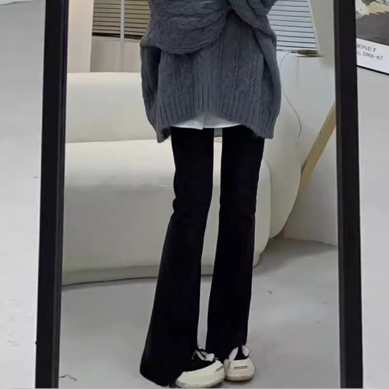 黑色馬蹄褲女春秋季2024新款高腰顯瘦微喇叭褲百搭拖地休閒褲子