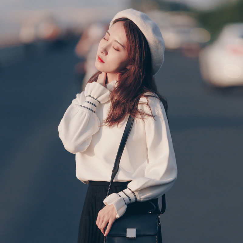 半高領毛衣女內搭秋冬季高級感洋氣德絨木耳邊中領打底衫上衣