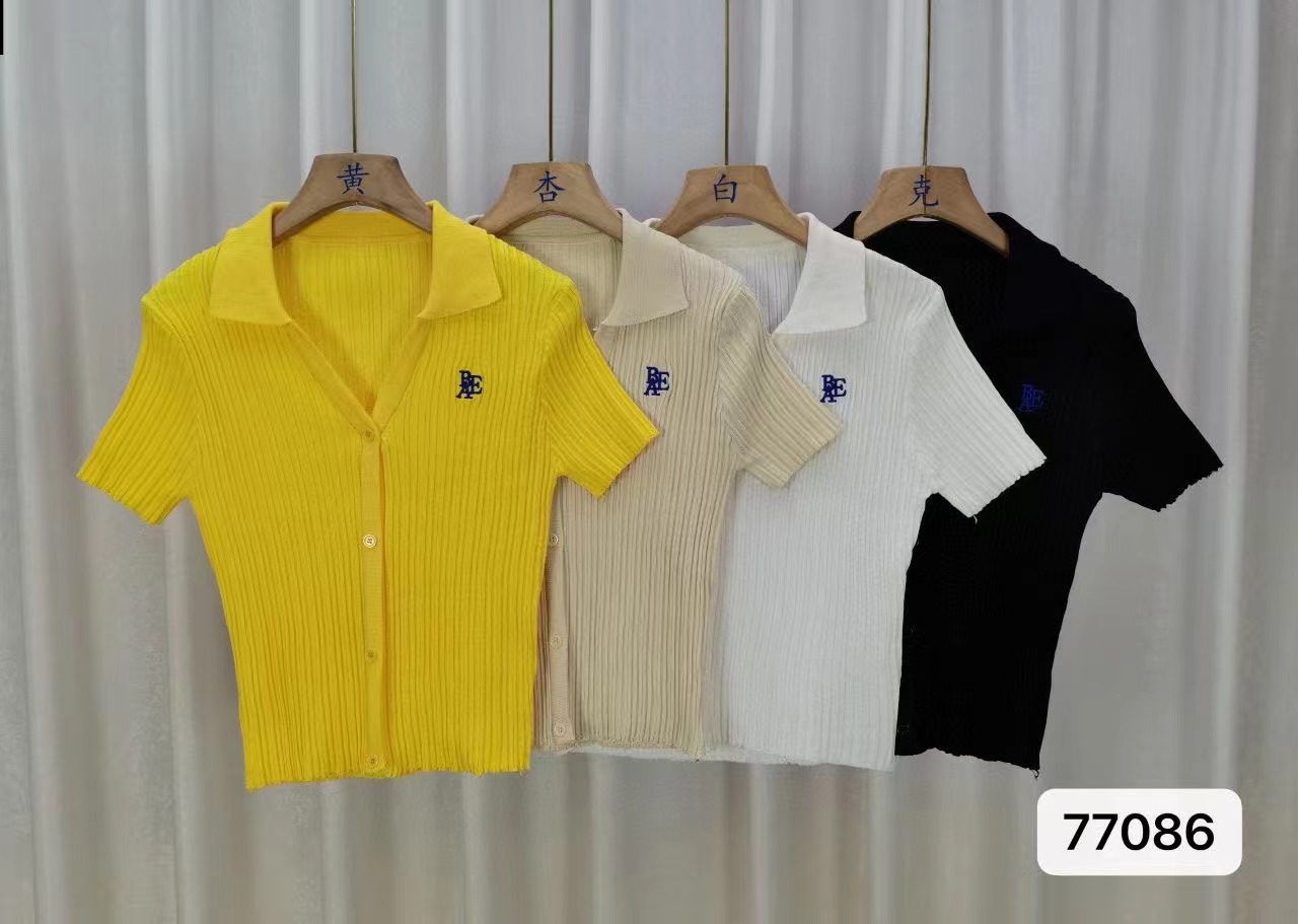 Summer new style letter lapel sweater for women, slim-fitting short shirt, pure lust style, slim top