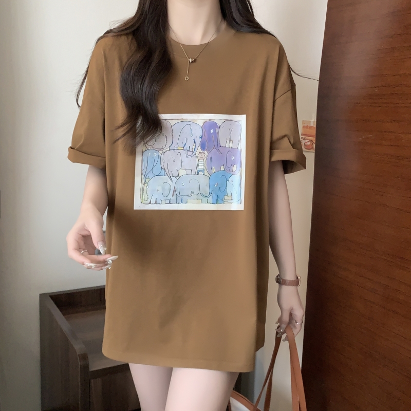 實拍 100%棉 精梳純棉 夏裝短袖T恤女寬鬆韓版