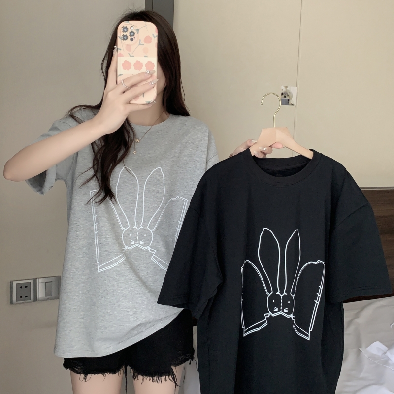 實拍 100%棉 精梳純棉 夏裝短袖T恤女寬鬆韓版