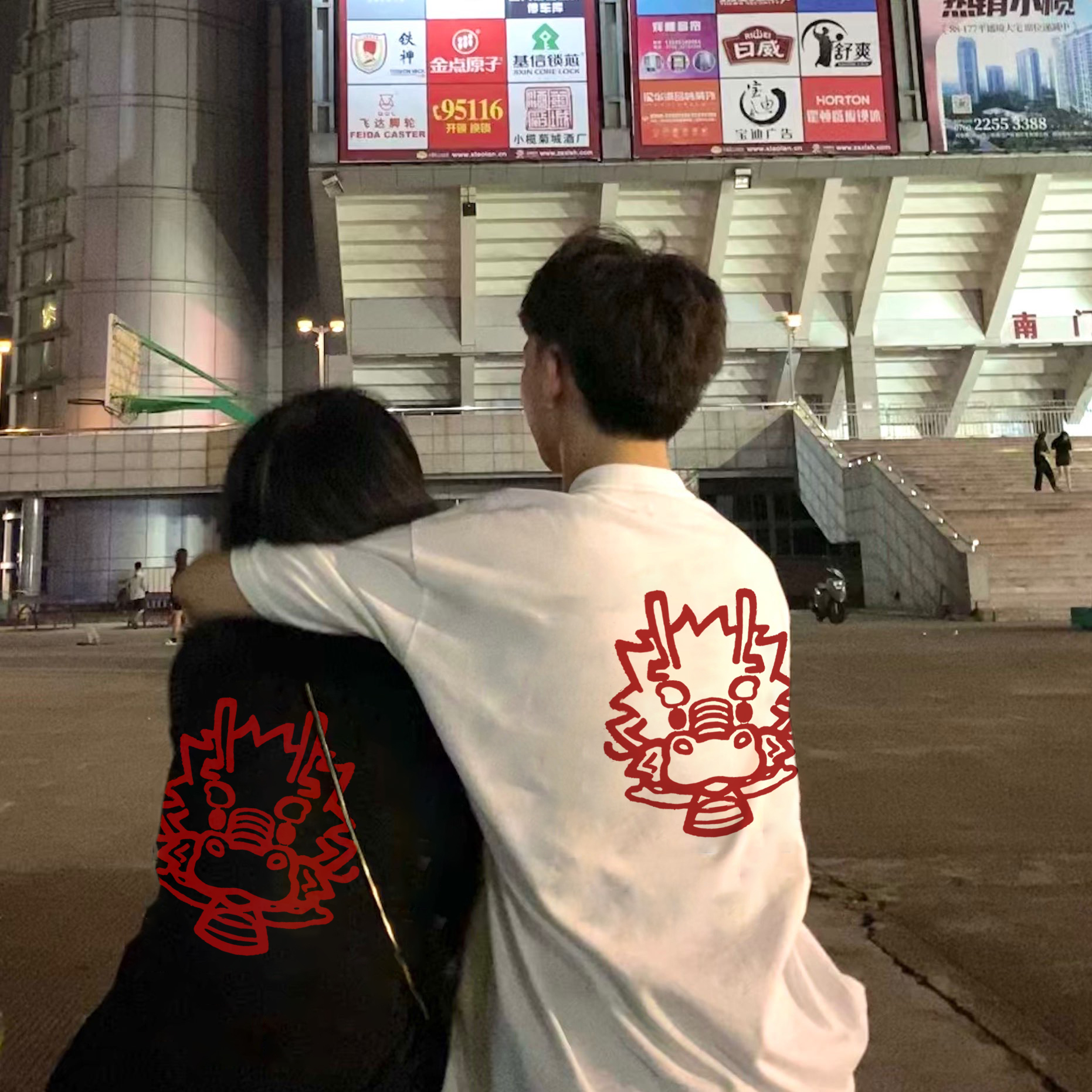 龍年本命年新年情侶裝純棉短袖t恤女寬鬆慵懶風chic港味半袖上衣