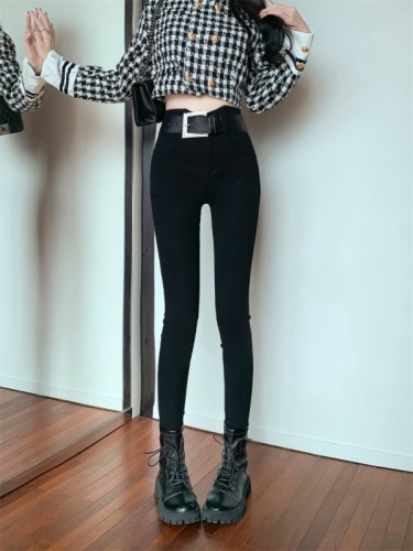 Actual shot ~ 2024 new retro high-waisted elastic tight slimming and versatile pencil trousers