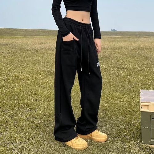 American style national trend sweatpants to keep warm in winter new retro casual trousers with big pockets for dancing
