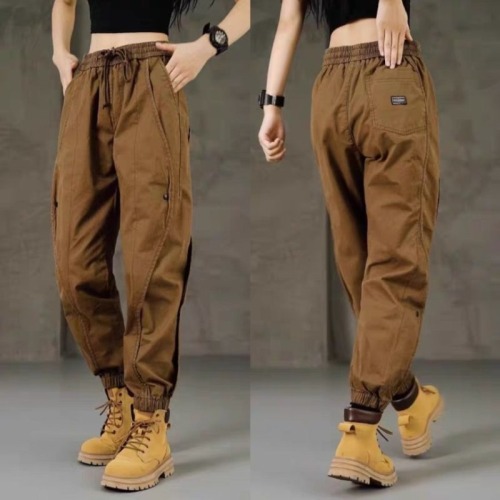 Loose overalls for women, high street, American-style leggings, men's and women's wide-leg outdoor niche casual pants with drawstrings