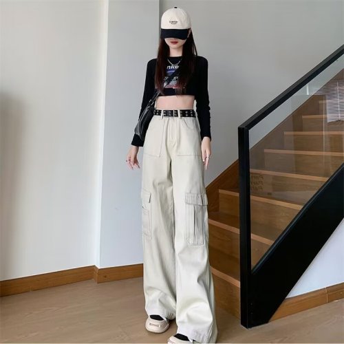 American overalls for women 2024 new autumn wear small straight wide leg retro street casual pants