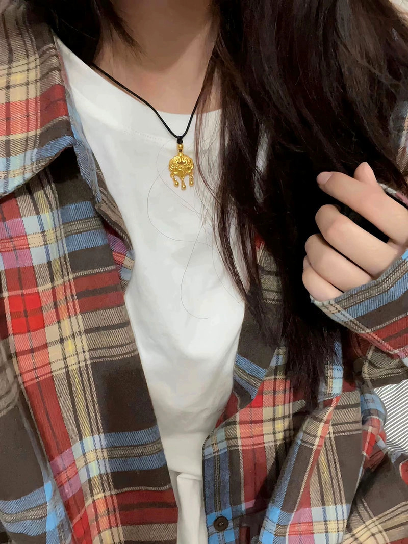 35 cotton 65 polyester trendy brand plaid shirt for women 2024 new style Japanese retro shirt jacket top
