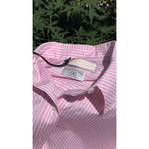 Official picture 2024 spring Korean generation Chic new pink striped shirt pure cotton outer wear loose bottoming shirt for women
