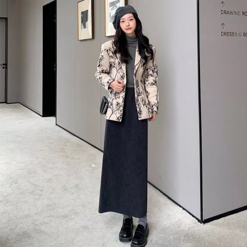 Maillard Hip-covering Skirt Women's Autumn and Winter New Korean Style High Waist Mid-Length Casual Straight Skirt