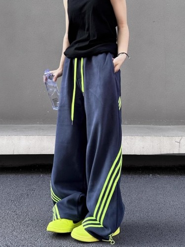 American retro design three-striped sweatpants street style loose and versatile casual pants for men and women ins