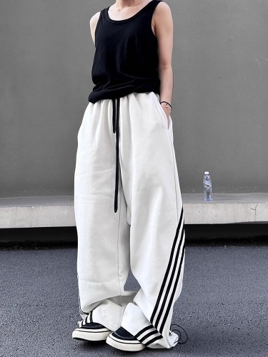 American retro design three-striped sweatpants street style loose and versatile casual pants for men and women ins