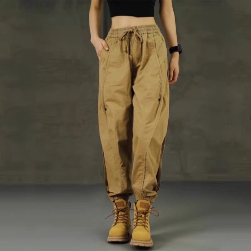 Loose overalls for women, high street, American-style leggings, men's and women's wide-leg outdoor niche casual pants with drawstrings