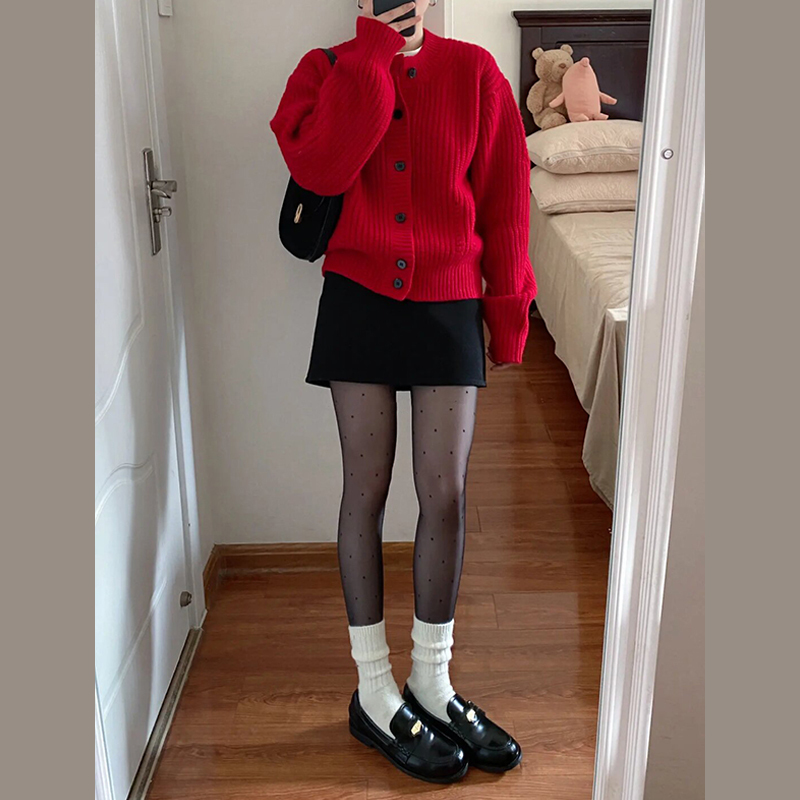 Zodiac New Year Red Sweater Jacket Spring Women's 2024 New Lazy Loose Thick Knitted Cardigan Top