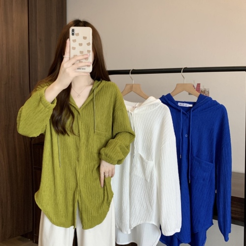 Real shot hooded thin sun protection jacket women's summer and spring 2024 new loose and versatile cardigan top