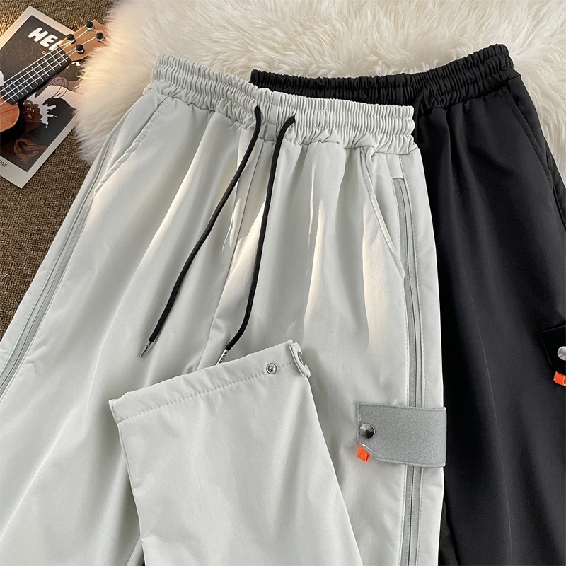 Women's spring and autumn American high-street niche design outdoor waterproof hiking pants for women with zippers and slightly flared pants