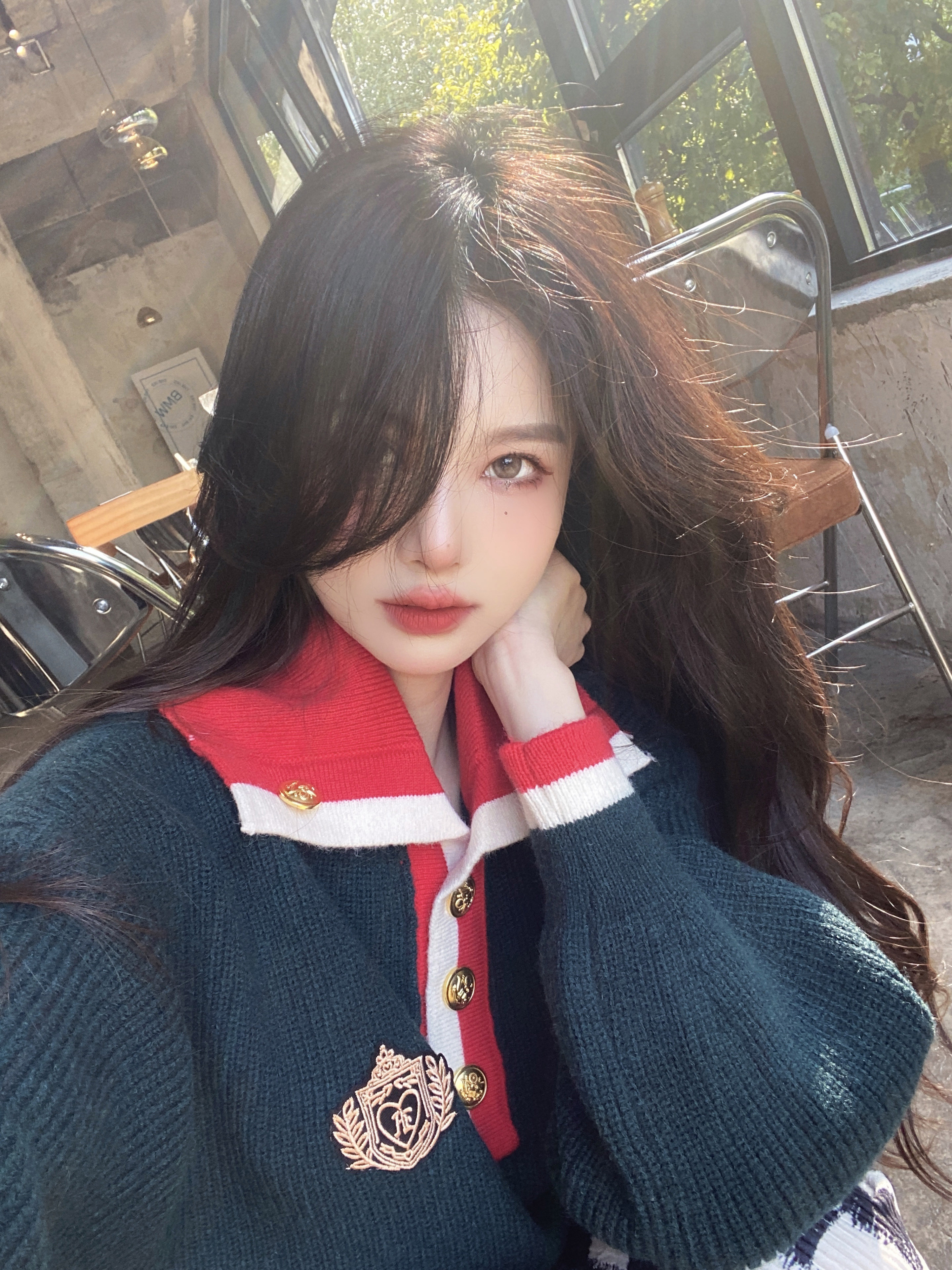Actual shot~Hogwarts senior autumn and winter new retro casual loose cocoon-shaped square neck sweater