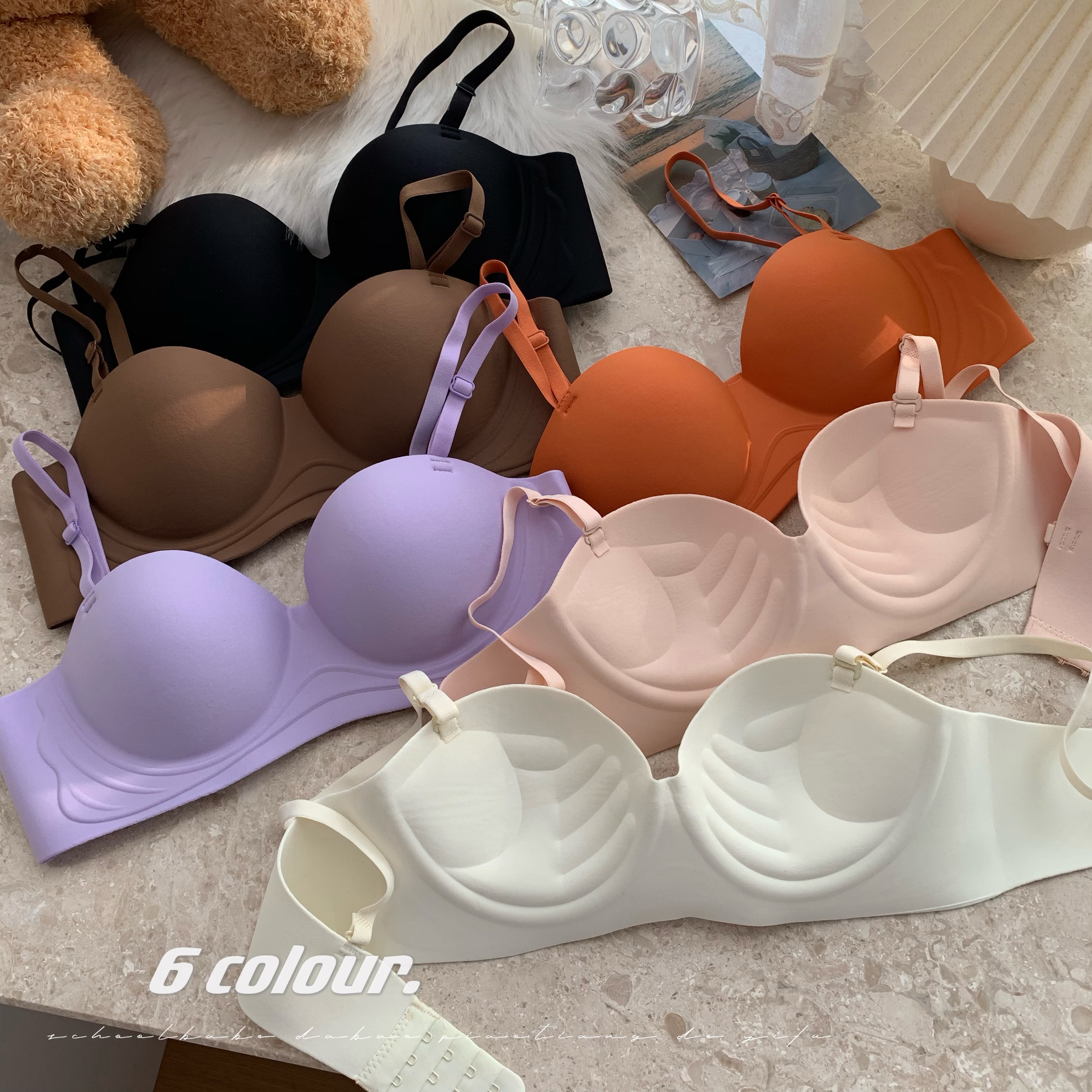 Real shot of solid color no steel ring push-up bra vest for women in winter student girl comfortable tube top seamless underwear