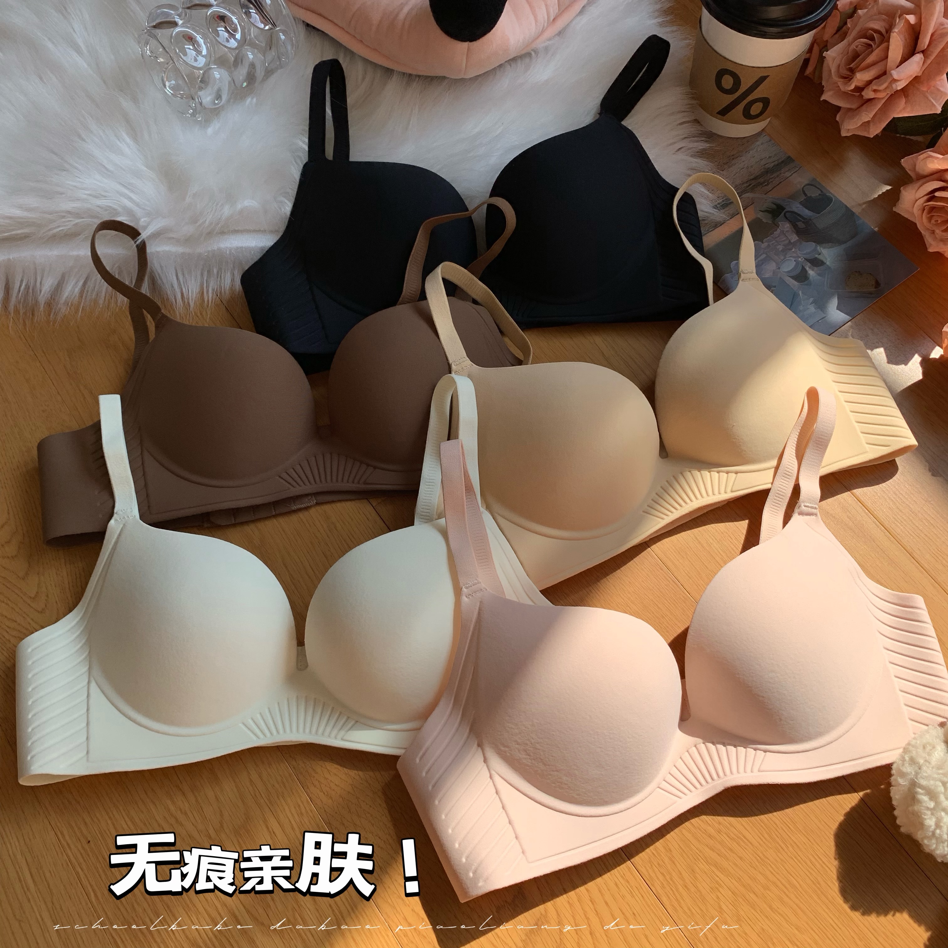 Real shot of solid color no steel ring push-up bra vest for women in winter student girl comfortable tube top seamless underwear