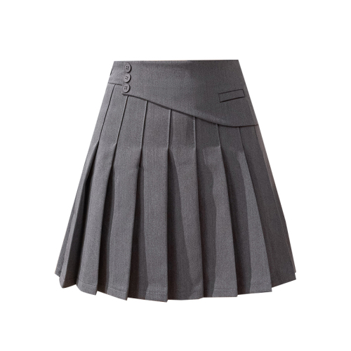 Gray pleated skirt women's skirt women's short skirt 2024 spring and summer new high waist student jk suit skirt a line skirt