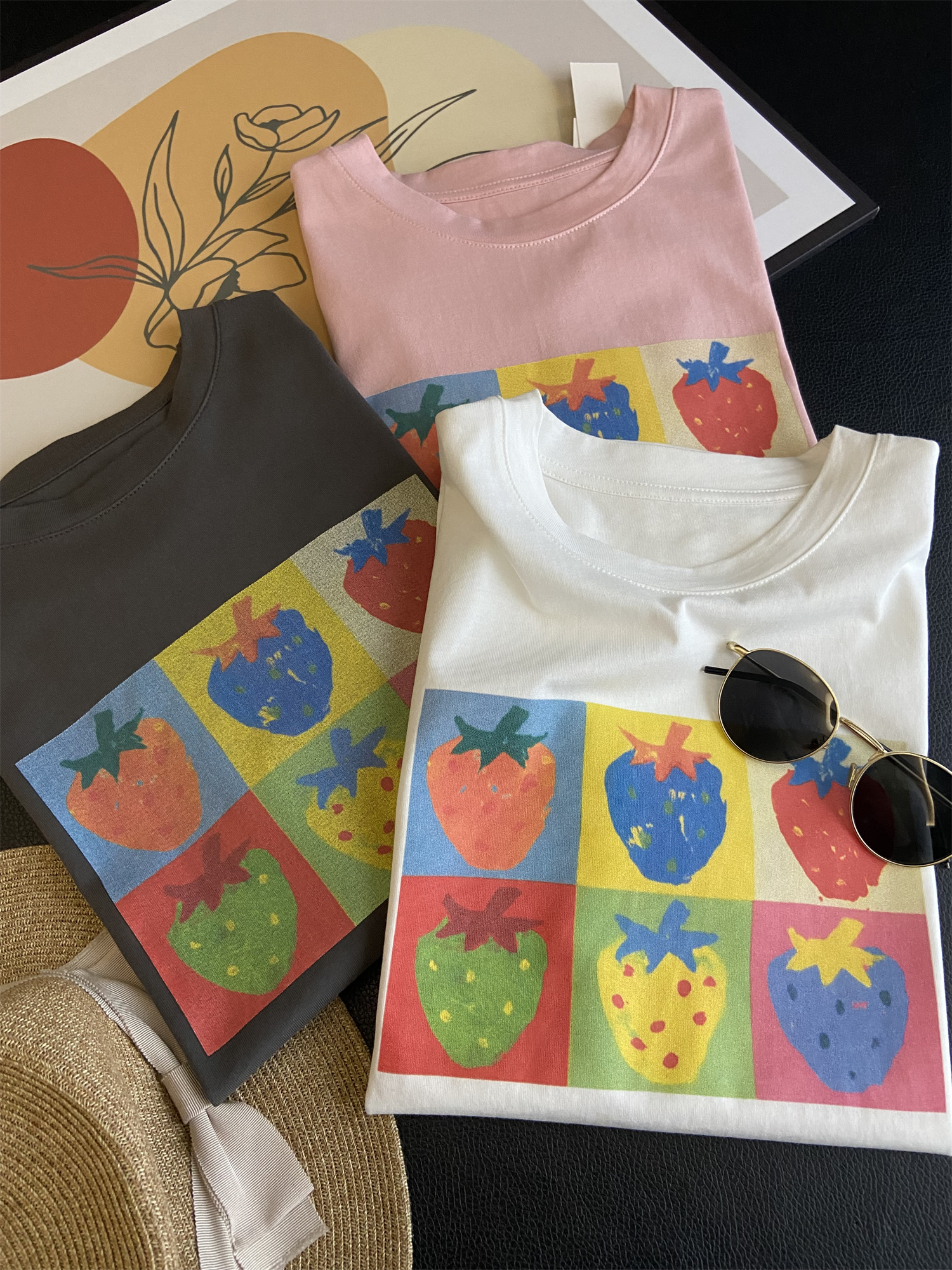 Official photo Heavy/combed cotton Back collar Seamed S-XXXL Summer short-sleeved T-shirt for women