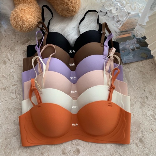 Real shot of solid color no steel ring push-up bra vest for women in winter student girl comfortable tube top seamless underwear