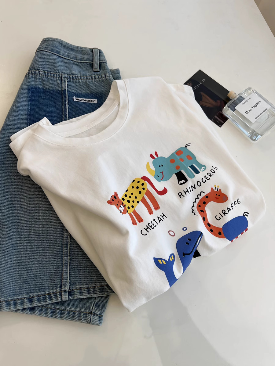 Official photo Heavy/combed cotton Back collar Seamed S-XXXL Summer short-sleeved T-shirt for women