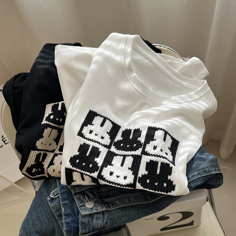Official photo Heavy/combed cotton Back collar Seamed S-XXXL Summer short-sleeved T-shirt for women