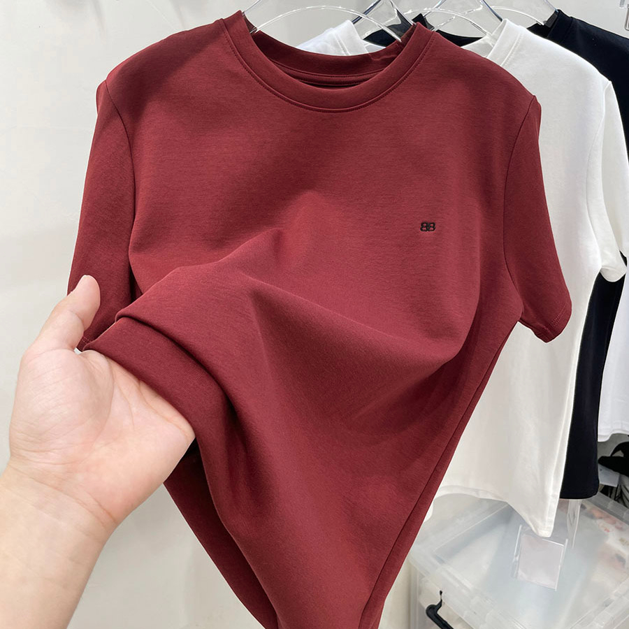 白色短袖T恤女夏內搭刺繡打底衫年新款圓領純棉半袖體恤上衣