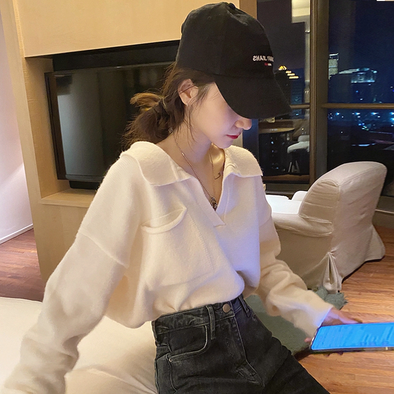 Sweater women's early spring inner wear with western style niche tops early autumn short bottoming sweater new short jacket