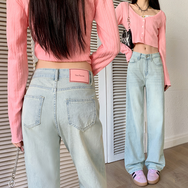 Actual shot of 2024 early spring design narrow straight wide-leg pants