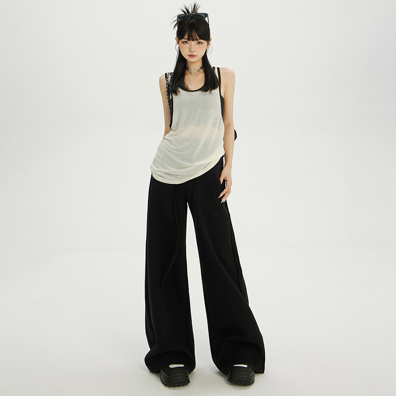Actual shot of 2024 early spring retro loose wide-leg pants, versatile high-waisted fashionable drapey floor-length casual pants for women
