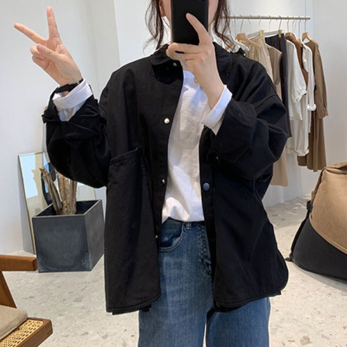 New Year's Korean style simple workwear jacket for female students, loose, slimming and age-reducing, college style long-sleeved jacket, trendy top