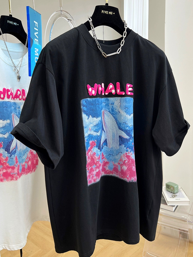 官圖 重磅/精梳純棉 後包領 有縫邊 S-XXXL 夏裝短袖T恤女
