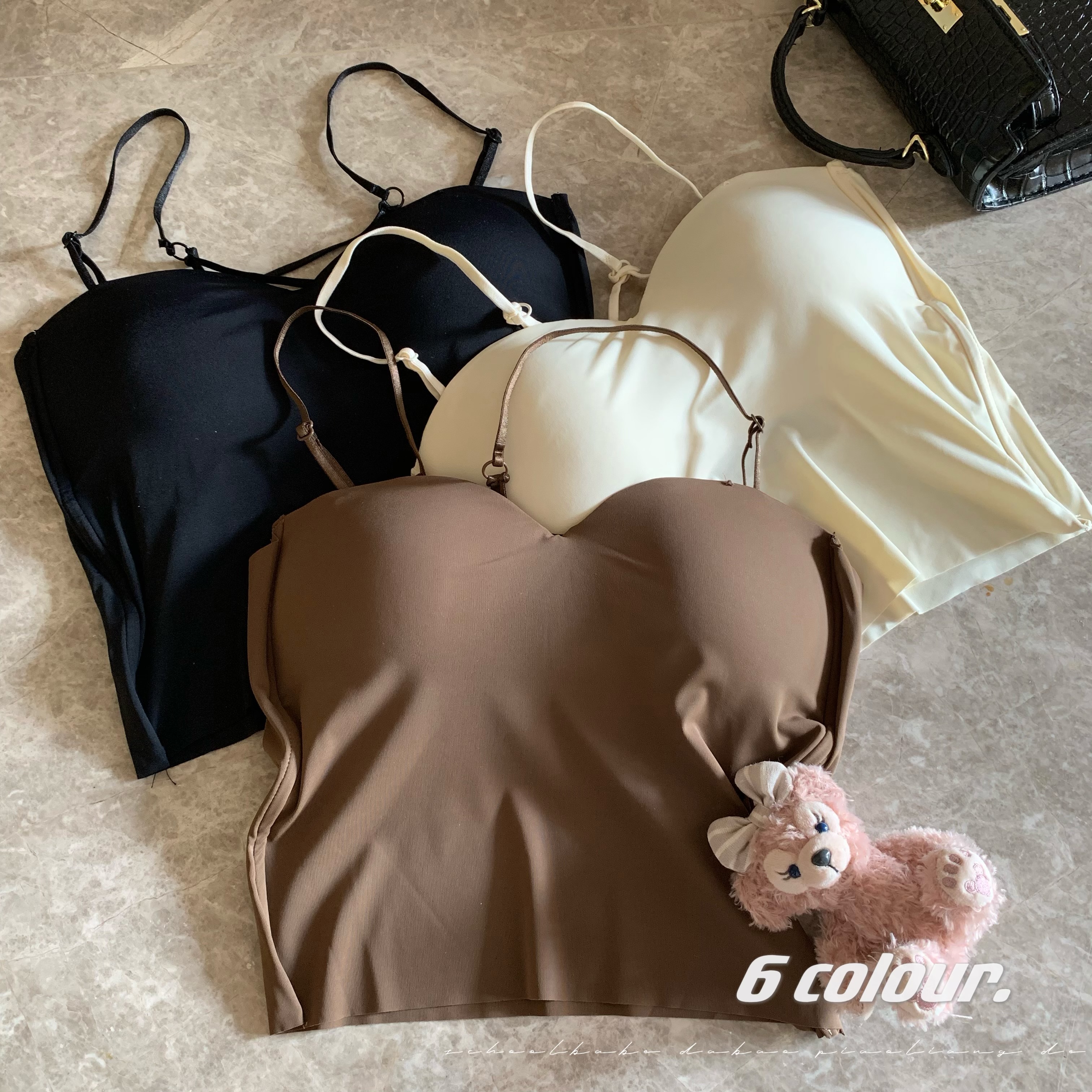 Real shot of 2024 early spring ice silk inner sports camisole for women with slim and beautiful back, tube top and outer wear for women with breast wrapping