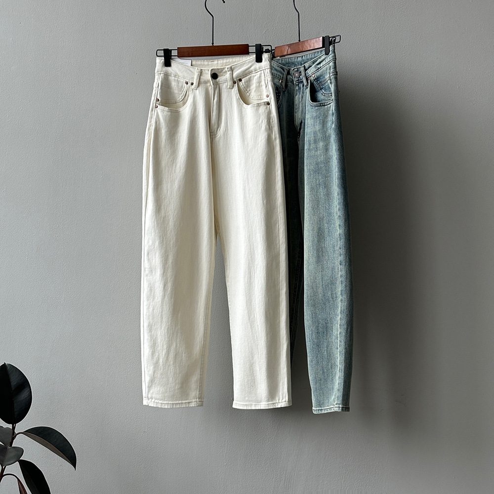 Real shot ~ Korean style loose straight jeans for women 2024 spring new high waist wide leg casual pants