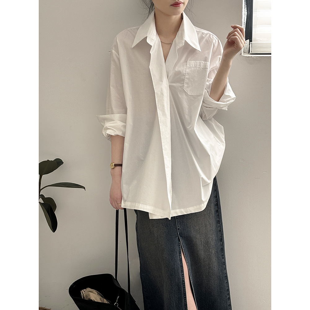 Actual shot~Light and mature long-sleeved shirt for women 2024 spring new design one-button niche shirt