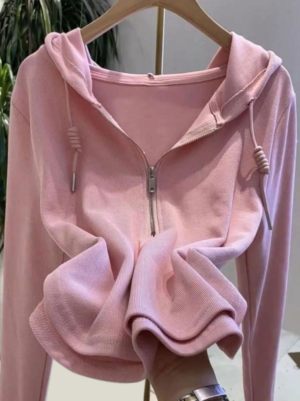 One-piece velvet 320g velvet half-zip hooded long-sleeved T-shirt for women zipper bottoming shirt