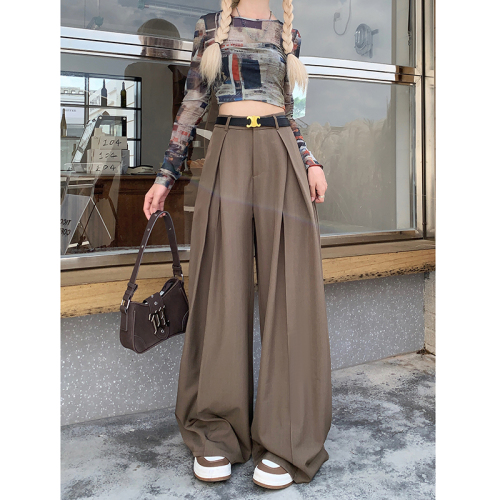 Real shot!  !  2024 loose design suit pants casual pants women's wide leg pants high waist drape floor mopping pants