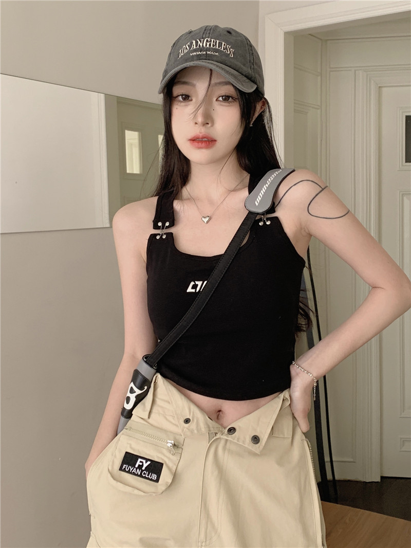 Real shot~Spring style~Hot girl camisole with breast pads, beautiful back, navel-baring inner top and tube top
