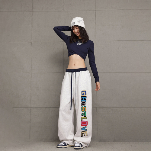 Street dance fashion brand multi-color hip-hop waistband contrasting letter sweatpants autumn and winter versatile jazz dance street casual pants