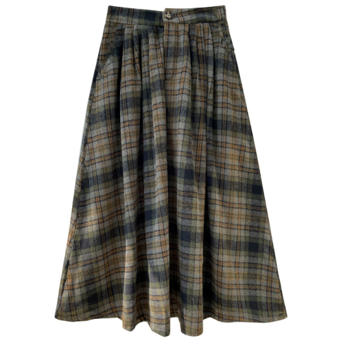New women's woolen plaid skirt