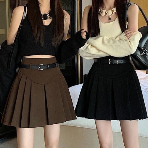 Belt type pleated skirt JK uniform skirt skirt spring and summer short autumn and winter