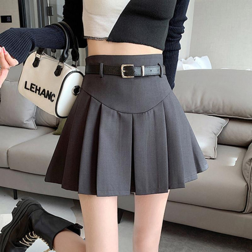 Belt type pleated skirt JK uniform skirt skirt spring and summer short autumn and winter