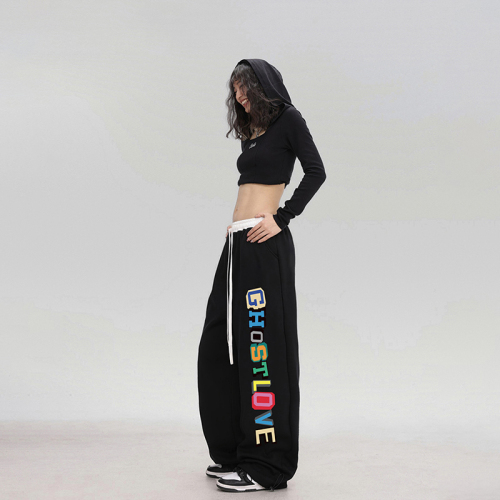 Street dance fashion brand multi-color hip-hop waistband contrasting letter sweatpants autumn and winter versatile jazz dance street casual pants