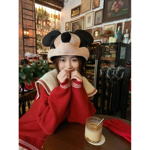 Sheep 2024 new style contrasting color design loose college style navy collar cardigan sweater