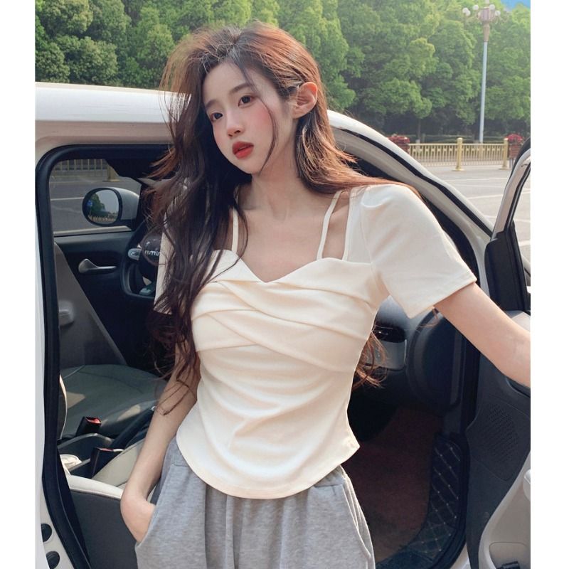 已出貨  韓系簡約風短袖T恤夏季新款百搭短款顯瘦上衣女