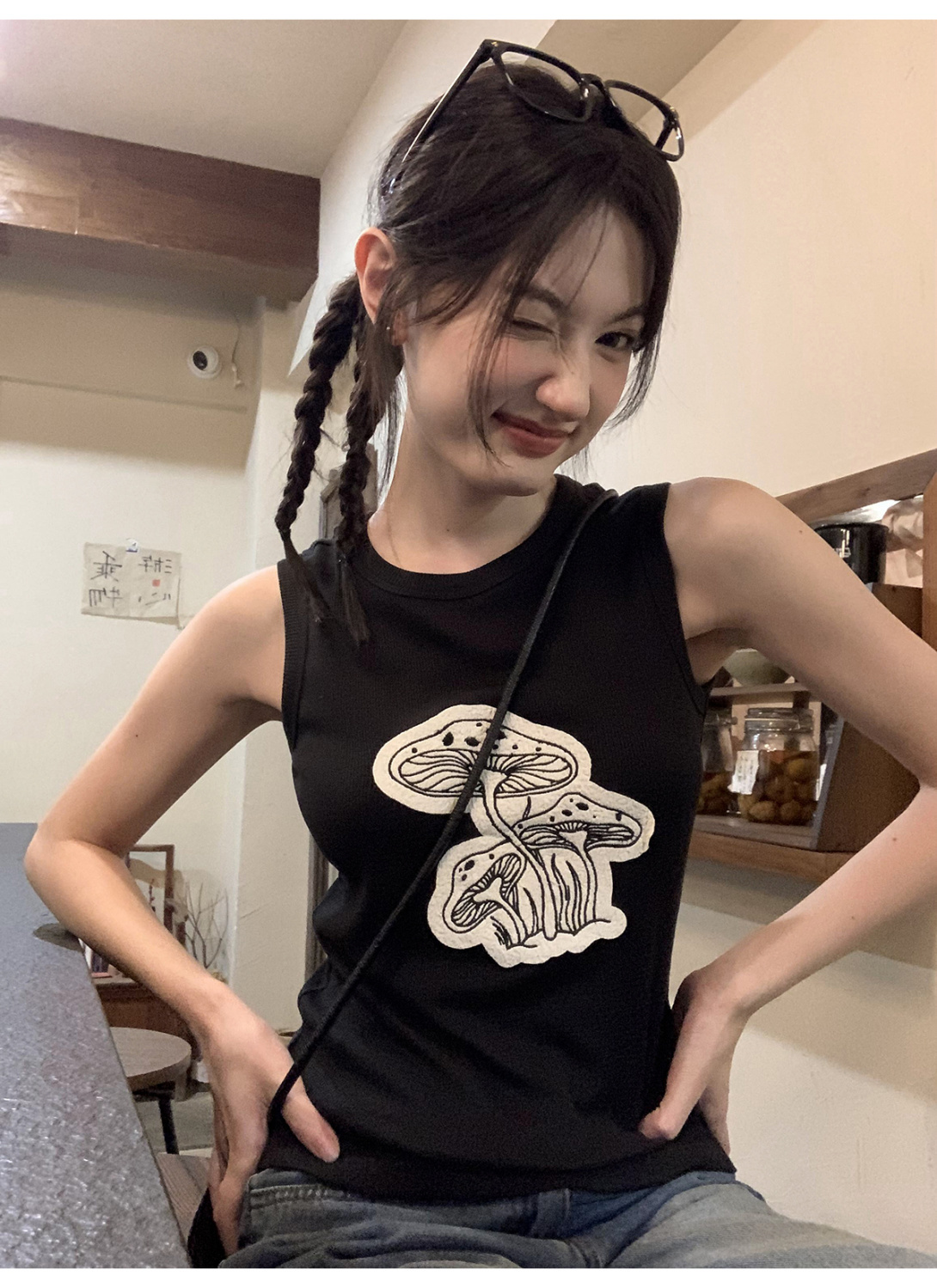 已出貨 韓系簡約風印花圓領背心夏季新款修身顯瘦無袖上衣女