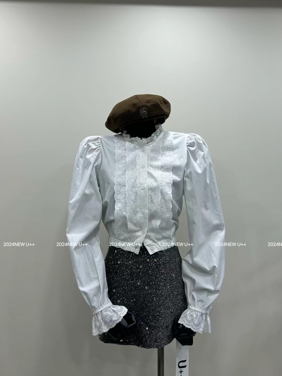 十三行法式通勤白色長袖襯衫女2024早春新款小個子設計感百搭上衣